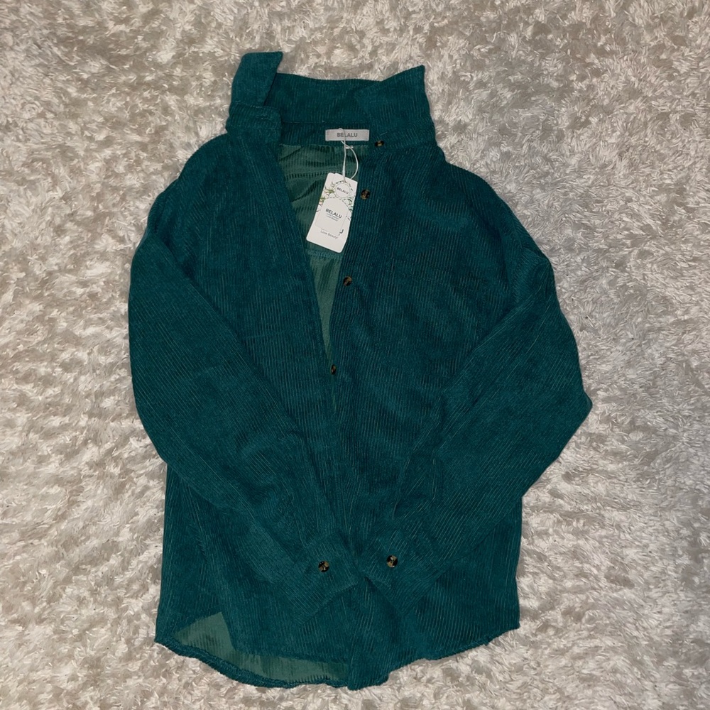 Green corduroy button down